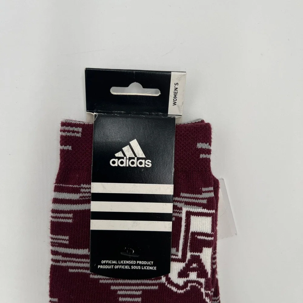 Adidas Womens Socks Crew‎ Athletic Burgundy White